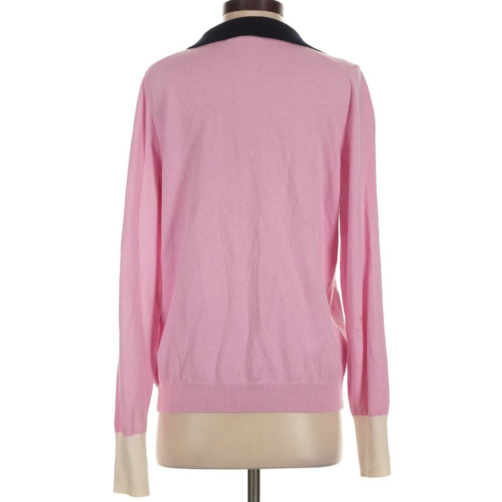 Boden Wool Knit Women Pink Colorblock Collared Polo Sweater Sz 8 Long Sleeve Top - Picture 4 of 9